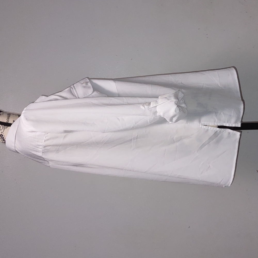 Notations White Collared Long Sleeve Tops Size L Roll Tab 100% Polyester - Picture 4 of 15